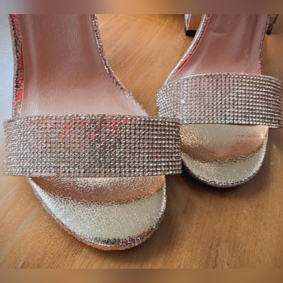 Daisy Fuentes Glam Heels - Rose Gold Rhinestone Metallic, Black Sole - Picture 3 of 6